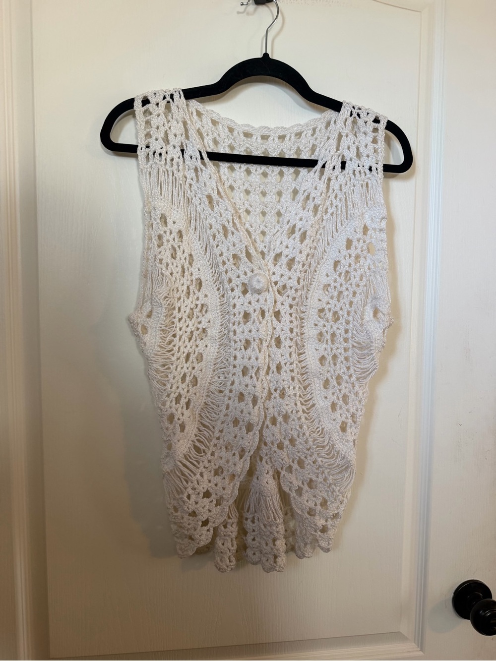 New Handmade Crochet Openwork Sweater Vest w/Button Front OSFM